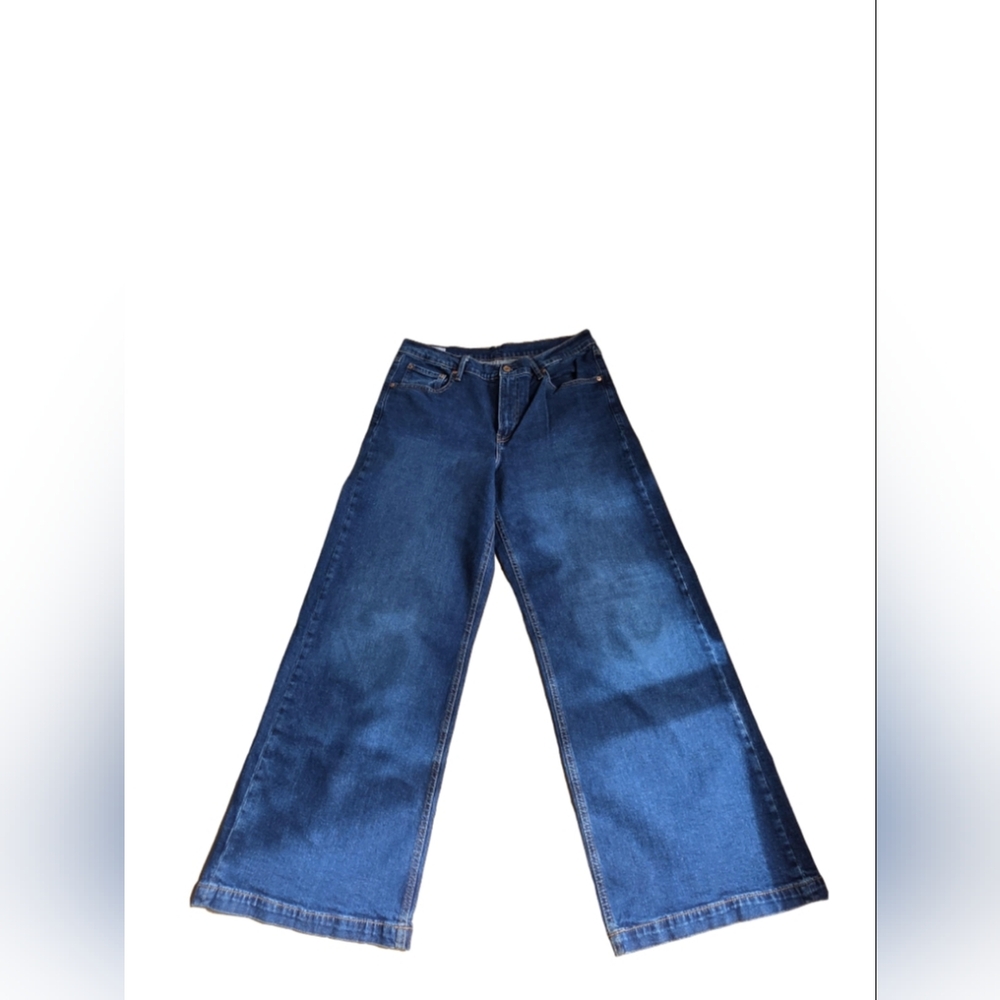 🏵EUC GAP High Rise Stride Wide Leg Blue Denim Jeans Size 14R 32W